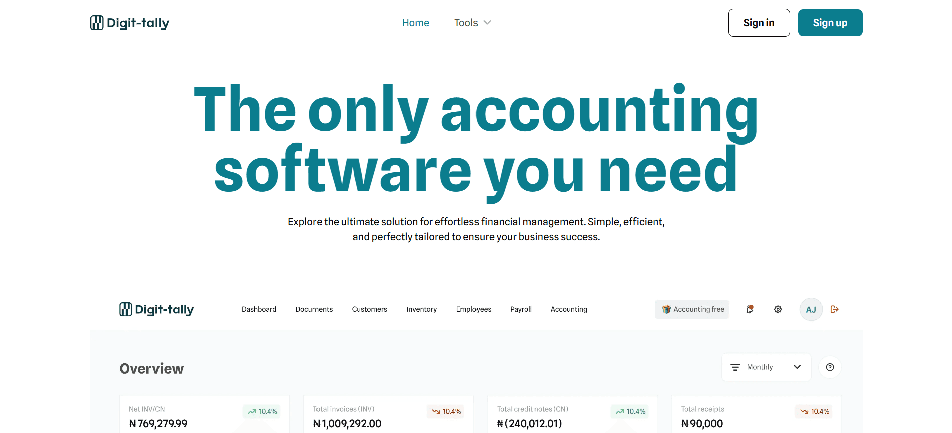 Digit-tally Landing Page